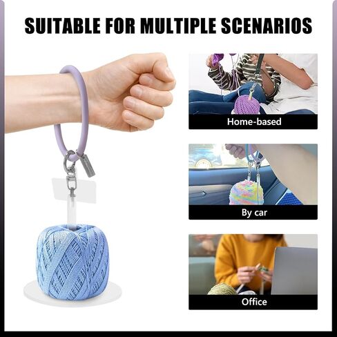 EHERDM 2Pcs Portable Wrist Yarn Holders for Travel Acrylic Wool Yarns Organizer Large and Small Sized Knitting Balls Storage Fashion Gifts for DIY Crocheting Lovers Purple in Saudi Arabia