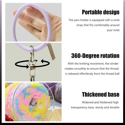 EHERDM 2Pcs Portable Wrist Yarn Holders for Travel Acrylic Wool Yarns Organizer Large and Small Sized Knitting Balls Storage Fashion Gifts for DIY Crocheting Lovers Purple in Saudi Arabia