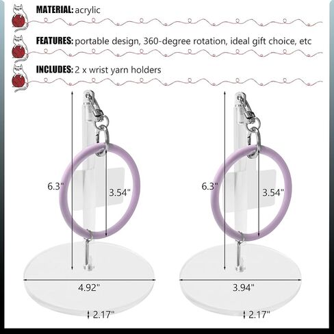 EHERDM 2Pcs Portable Wrist Yarn Holders for Travel Acrylic Wool Yarns Organizer Large and Small Sized Knitting Balls Storage Fashion Gifts for DIY Crocheting Lovers Purple in Saudi Arabia