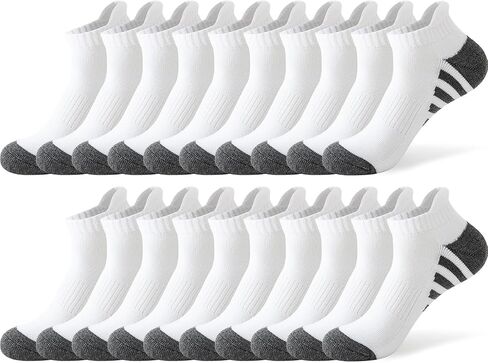 JOYNÉE 10 Pairs Mens Athletic Running Ankle Socks Men 10 Pack Low Cut Breathable Casual Socks,White,Sock Size:10-13 in Saudi Arabia