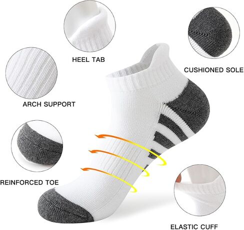 JOYNÉE 10 Pairs Mens Athletic Running Ankle Socks Men 10 Pack Low Cut Breathable Casual Socks,White,Sock Size:10-13 in Saudi Arabia