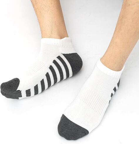 JOYNÉE 10 Pairs Mens Athletic Running Ankle Socks Men 10 Pack Low Cut Breathable Casual Socks,White,Sock Size:10-13 in Saudi Arabia