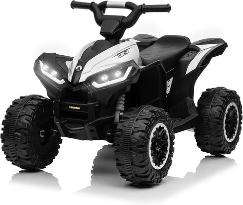 KerryYoo Kids ATV,12V 4 Wheeler for Kids 3-6,Electric Toddler Ride On Toys,Remote Control, High/Low Speeds, LED Lights, Bluetooth, and Off-Road Tires - White in Saudi Arabia