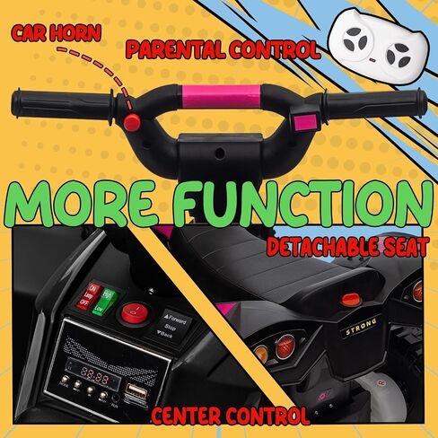 KerryYoo Kids ATV,12V 4 Wheeler for Kids 3-6,Electric Toddler Ride On Toys,Remote Control, High/Low Speeds, LED Lights, Bluetooth, and Off-Road Tires - White in Saudi Arabia