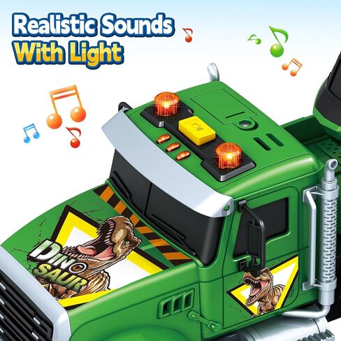 Toddler Boy Toys for 3 4 5 6 7 Years Kids, 21" Semi Flatbed Truck Toy with a Dinosaure Truck, Friction Powered Vehicles Toys with Lights and Sounds, Birthday for Boy Girls in Saudi Arabia