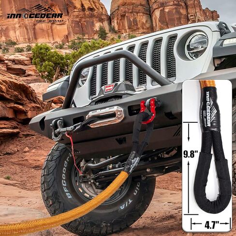 Innocedear 1 "× 30ft حزام حبل الاسترداد والسحب، حبل الطاقة الحركية، حبل خطف ممتد للطرق الوعرة، حبل استعادة المركبات الثقيلة، لسيارة جيب شاحنة ATV UTV SUV in Kuwait