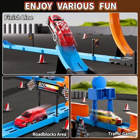 Slot Car Games Race Cars Toys for Boys Kids Age 5-7, Toy Cars Track Set with 4 Slot Cars, Loops and Circular Track, Slot Car Race Track Sets for 3 4 5 6 7 8+ Year Old Boy Girl Birthday Gifts in Saudi Arabia