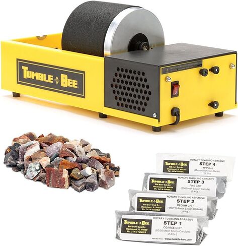 Tumble -bee Rock Tumbler - Tumbler مزدوج للبالغين والأطفال - آلة دوارة للحجر والصخور والمعادن والزجاج البحري - طقم آلة التلميع للمحترفين والهواة - طراز TB -22 -Kit in Saudi Arabia