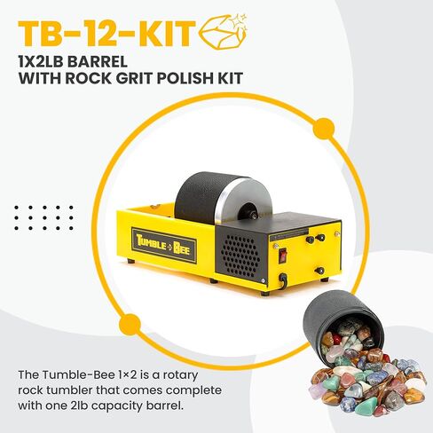 Tumble -bee Rock Tumbler - Tumbler مزدوج للبالغين والأطفال - آلة دوارة للحجر والصخور والمعادن والزجاج البحري - طقم آلة التلميع للمحترفين والهواة - طراز TB -22 -Kit in Saudi Arabia