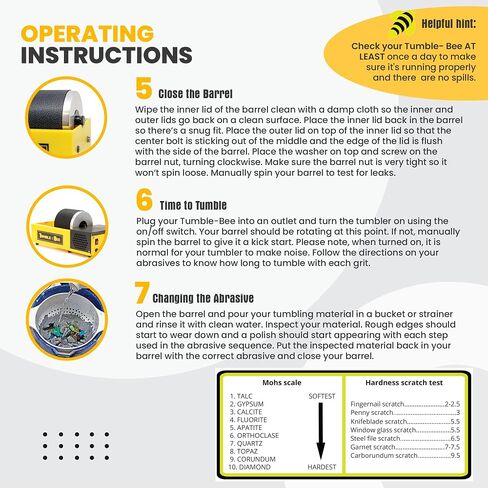 Tumble -bee Rock Tumbler - Tumbler مزدوج للبالغين والأطفال - آلة دوارة للحجر والصخور والمعادن والزجاج البحري - طقم آلة التلميع للمحترفين والهواة - طراز TB -22 -Kit in Saudi Arabia