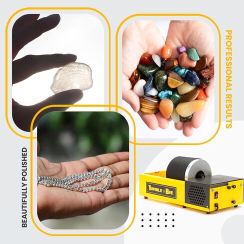 Tumble -bee Rock Tumbler - Tumbler مزدوج للبالغين والأطفال - آلة دوارة للحجر والصخور والمعادن والزجاج البحري - طقم آلة التلميع للمحترفين والهواة - طراز TB -22 -Kit in Saudi Arabia