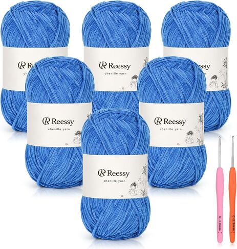 Skinny Chenille Yarn for Crocheting - 6 Pack of 50g/1.76oz - Soft Fluffy Chenille Yarn - Baby Weights, Ideal Crochet Yarn for Baby Blankets, Plush Toys & Wearables - 951yd Total(Sun Yellow) in Saudi Arabia