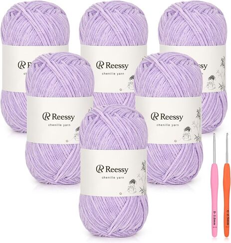 Skinny Chenille Yarn for Crocheting - 6 Pack of 50g/1.76oz - Soft Fluffy Chenille Yarn - Baby Weights, Ideal Crochet Yarn for Baby Blankets, Plush Toys & Wearables - 951yd Total(Sun Yellow) in Saudi Arabia