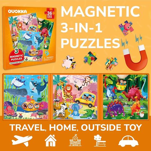 QUOKKA Travel Magnetic Puzzles for Toddlers 1-3 – 20+Pcs Happy Farm Toy Game with Extra-Long Play Book for Kids Ages 3-5 – Fun Travel Game Ages 2-4 – Strong Magnets for Car Activities – Version II in Saudi Arabia
