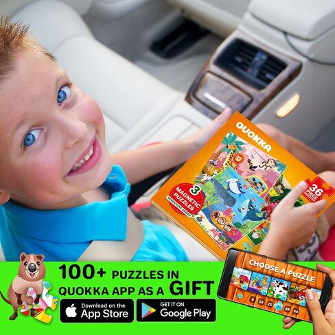 QUOKKA Travel Magnetic Puzzles for Toddlers 1-3 – 20+Pcs Happy Farm Toy Game with Extra-Long Play Book for Kids Ages 3-5 – Fun Travel Game Ages 2-4 – Strong Magnets for Car Activities – Version II in Saudi Arabia