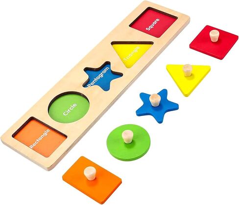 أول ألغاز من لعبة Jumbo Knob Wooden Formals للأطفال الصغار 1-3 ، ألعاب Montessori Shapes Sorter Pozzle For1 ، ألعاب التعلم في مرحلة ما قبل المدرسة للأطفال ، in Kuwait
