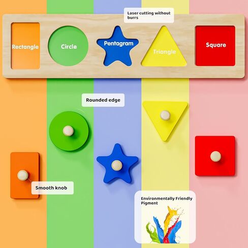 أول ألغاز من لعبة Jumbo Knob Wooden Formals للأطفال الصغار 1-3 ، ألعاب Montessori Shapes Sorter Pozzle For1 ، ألعاب التعلم في مرحلة ما قبل المدرسة للأطفال ، in Kuwait