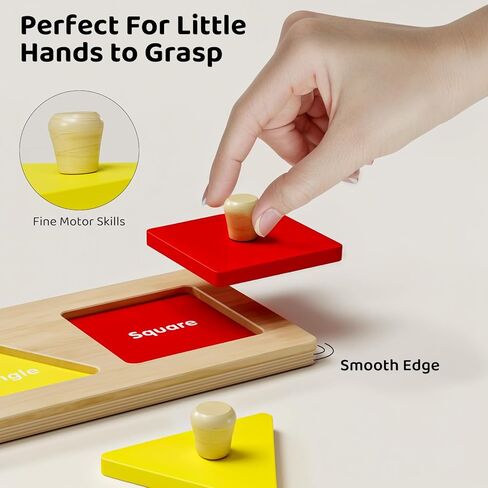 First Jumbo Knob Wooden Shape Puzzles for Toddlers 1-3,Montessori Shapes Sorter Board Puzzle for1 2 Year Old,Preschool Learning Toys for Baby Kids,1-2 Year Old Boy Girl in Kuwait