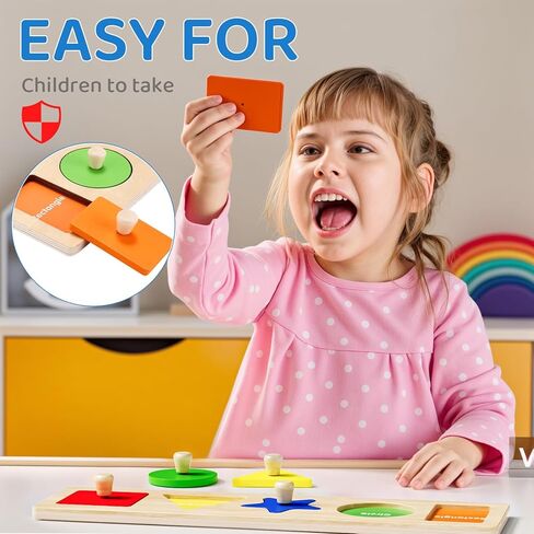 First Jumbo Knob Wooden Shape Puzzles for Toddlers 1-3,Montessori Shapes Sorter Board Puzzle for1 2 Year Old,Preschool Learning Toys for Baby Kids,1-2 Year Old Boy Girl in Kuwait