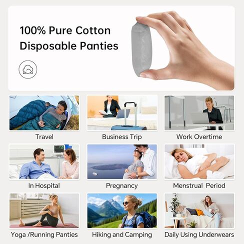 20/10/5 Pack Women's Disposable 100% Cotton Underwear Ladies Briefs Panties for Travel Hotel Spa Hospital Stays Emergencies in Kuwait