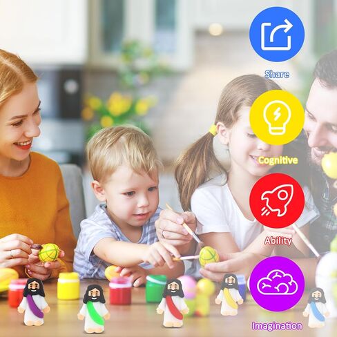 25Pcs Little Jesus Figures Bulk Mini Jesus Figurines Tiny Small Rubber Baby Jesus Toys to Hide Cute Pocket Miniature Jesus Easter Egg Fillers Stuffers Sunday School Baptism Gift in Kuwait