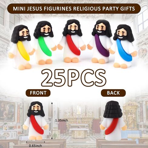 25Pcs Little Jesus Figures Bulk Mini Jesus Figurines Tiny Small Rubber Baby Jesus Toys to Hide Cute Pocket Miniature Jesus Easter Egg Fillers Stuffers Sunday School Baptism Gift in Kuwait