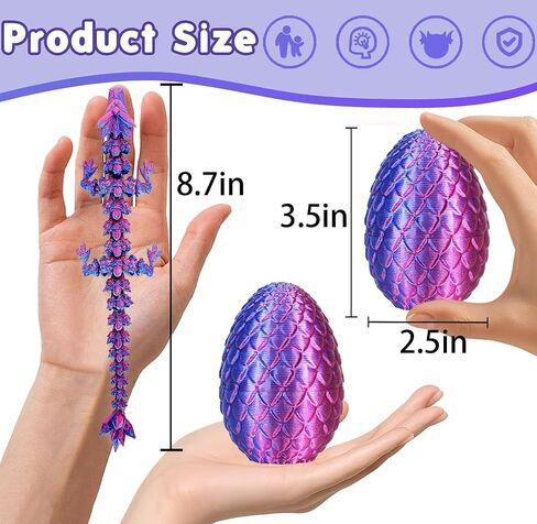4PCS 3D Printed Dragon Eggs with Dragon Inside, Mini Articulated Crystal Dragons Toys for Kids & Adults 3D Print Small Dinosaur Eggs Kindergarten Graduation Gifts for Boys Girls in Saudi Arabia