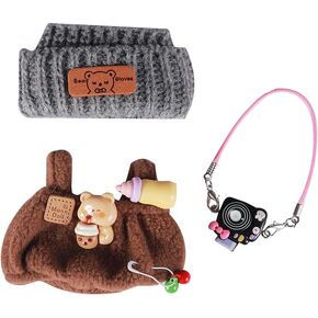 YAMASO Doll Clothes and Accessories Suitable for 17cm Dolls (1hat+1romper+1Camera Backpack no Doll)(Brown)