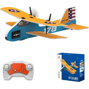 Mini RC Plane for Beginners, Kids and Adults, 2.4GHz 2CH Remote Control Airplane with Led Lights, Double Wing Design Foam RC Airplanes with 6-axis Gyro Stabilize, Flying for Indoor and Outdoor