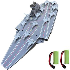 SOWOFA Remote Control Ship Model 2.4G Remote Control Aircraft Carrier Medium-Sized 34CM Remote Control Warship Simulation Ship Model (Dual Battery Version)