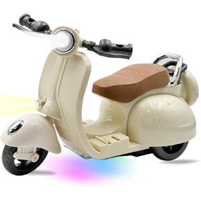 Electric Doll Scooter for 17cm Doll,Funny Doll Accessories with Music and Lights, 360° Rotatable Plastic Scooter Decoration Batteries Not Included (White)
