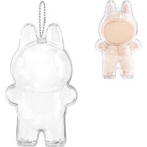 Protective Case for LABUBU, High Clear Case Cover for Labubu Doll, Acrylic Display Box with Keychains (Doll Not Include)