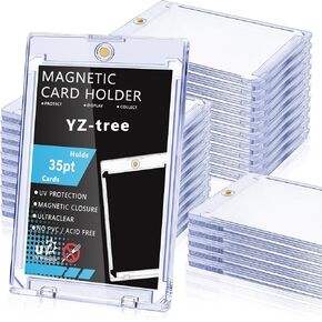 25 PCS Magnetic Card Holders: 35 pt Magnetic Card Case for Trading Cards,One Touch Card Holder, U-V Protection Hard Plastic Card Protectors for Sports, Baseball, Game, Standard Cards Display