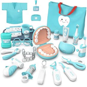Dentist Play Set for Toddlers 3-5 - Doctor Kit Toy Gifts for 3 4 Year Old Girls, Pretend Play Montessori Toys Teeth and Dental Playset Medical Kits for Boys Kids 2-4 5 6 7 8