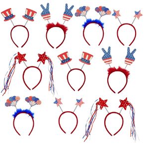 4E's Novelty 4th of July Beadband Bulk - 10 Pack Pack Bopper Bopper American Flag Beadband for Kids and Come ، Fourth Party Party Forms Excessorities ، Decorations Decorts