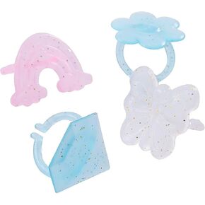 Fun Express Flower, Rainbow, Diamond, Butterfly Glitter Rings Bulk 48 Pc