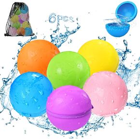 Reusable Water Balloons 12PCS - Summer Water Toys for Pool Beach & Outdoor, Self-Sealing Refillable Water Bombs for Kids Ages 3-14, Magnetic Splash Balls for Kids Fun Games & Activities