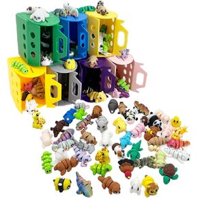 20Pcs Mini Animals Figures Set, 3D Printed Small Animal Flexible Fidget Toy, 3D Printed Cute Animal Home, Office, Executive Desk for Christmas Decoration, Tiny Animals Figurines Exquisite Cute Pet