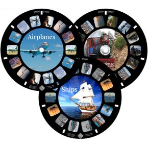 MayKo Transportation Ship, Trains and Airplanes Reels for Viewfinder, Compatible with Viewmaster Classic Viewers. Set of 3 (Reels Only)