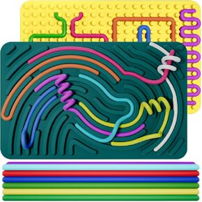 INKLAB 4PCS Sensory Activity Board Silicone Fidget Toy, Fidget Toys for Calming, Stress, Anxiety, ADHD and Autism, Sensory Boards for Kids 5-7, Ages 3+ & Adults, Rainbow