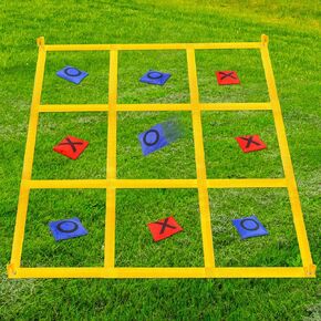 Giant Tic Tac Toe Outdoor Games for Kids Adults Family, Portable Tic Tac Toe Bean Bag Toss with 10pcs Bean Bag, Large Outdoor Lawn Backyard Games Carnival Field Day Game