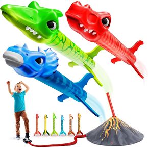Dinosaur Toy Rocket Launcher for Kids - Toys for Kids 3-5 5-7 4-6 - Outdoor Toys for Kid Ages 4-8 - 3 4 Year Old Boy Birthday Gift - Gifts for Boys Age 3 4 5 6 Years - Outside Toy for Toddlers