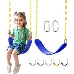 Heavy Duty Swing Seat, 66" Rust-Resistant Chains with 30" PPC-Coated Section, Swing Set Accessories Replacement with Quick Links, Kids Swings Supports 330 lbs for Outdoor Playground, Green