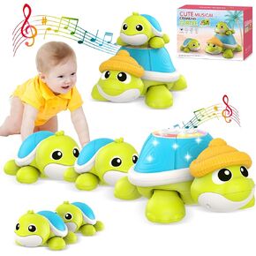 Baby Toys 6-12 Months Musical Turtle Crawling Toy with Mama and Babies Tummy Time Toys, Crawling and Interaction Modes Toy for Babies 6-12 12-18 Months 1 Year Old Girl Boy Gifts for Birthday Christmas