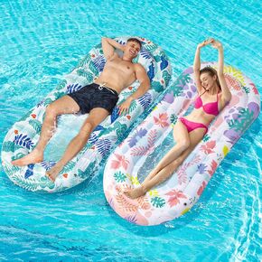 Pool Floats Lounger, 2 Pack Inflatable Pool Floats Adult Size, Water Hammock Pool Rafts Floaties for Swimming Pool Tanning Floating Pool Party Toys for Summertime Beach Outdoor - Multicolor