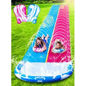 JOYIN 22.5ft Water Slides and 2 Bodyboards, Lawn Water Slide Summer Slip Waterslides Water Toy with Build in Sprinkler for Backyard Outdoor Water Fun for Kids