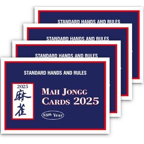 Mahjong Cards 2025 Large Print - 4 PCS - Official Revision - American Mah Jongg Card Set Easy-to-Read Rule Cards for Mah Jongg