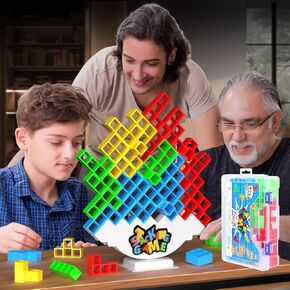 48pcs Stack Game للبالغين والأطفال ، ألعاب Tetra Board Tower لحفلة السفر العائلية ، لاعبان توازن في تكديس لعبة ، Team Toys Building Boot