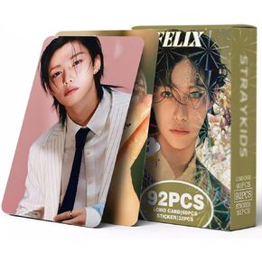 Stray Kids Photocards 92 PCS Stray Kids Hollow Photo Cards Stray Kids lomo Card Gift Lomo Cards Merch for Stray Kids Boys and Girls (Hyunjin)