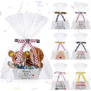 6 Set Appreciation Teacher Gift Baskets Empty Thank You for Helping Me Grow Treat Boxes Graduation End of Year Gift Bags for Teachers Appreciation